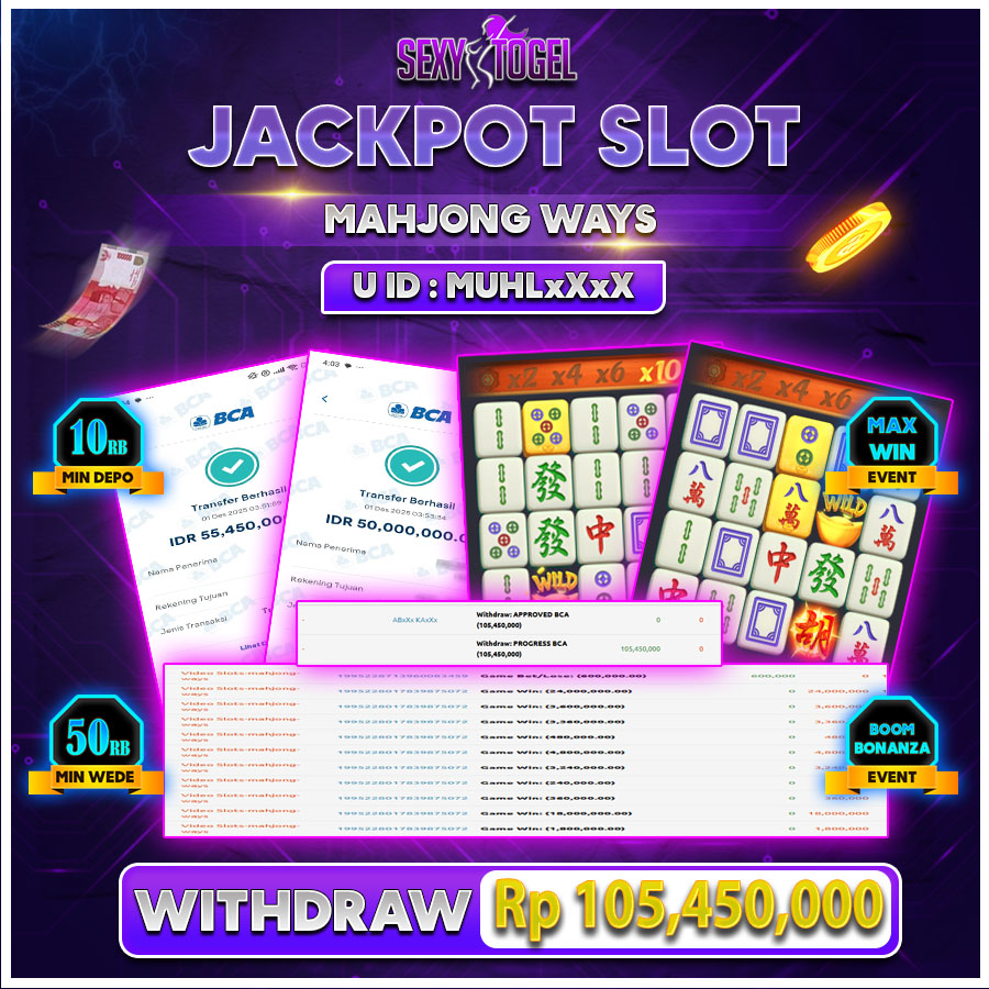 SEXYTOGEL JACKPOT SLOT MAHJONG WAYS Rp.105.450.000.,-LUNAS